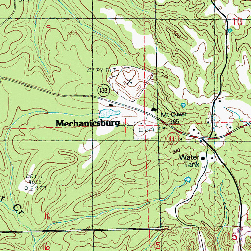 Topographic Map of Mechanicsburg, MS