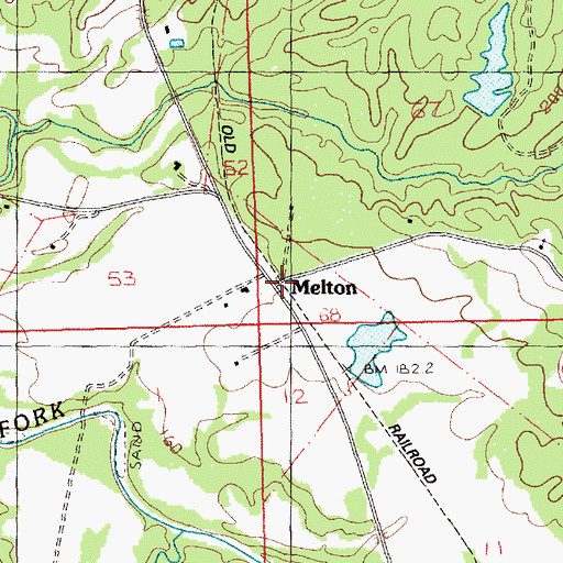 Topographic Map of Melton, MS
