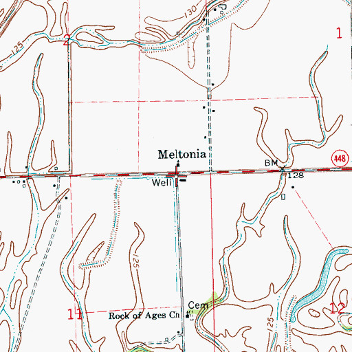 Topographic Map of Meltonia, MS