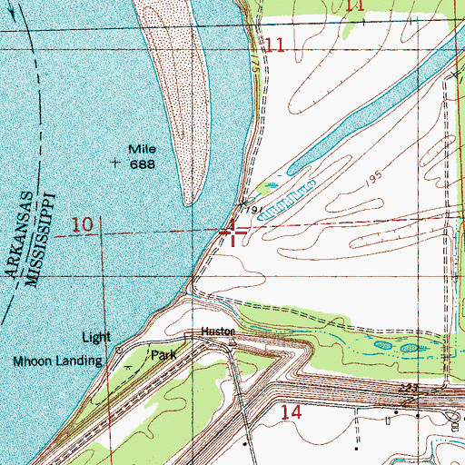 Topographic Map of Mhoon Landing, MS
