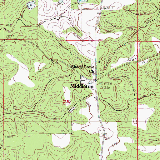 Topographic Map of Middleton, MS
