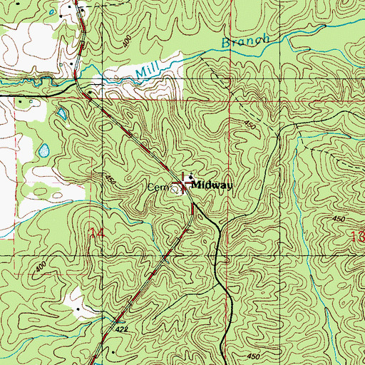 Topographic Map of Midway, MS