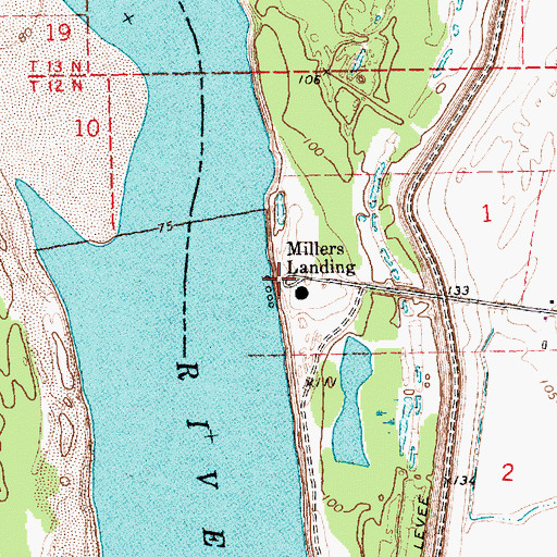 Topographic Map of Millers Landing, MS