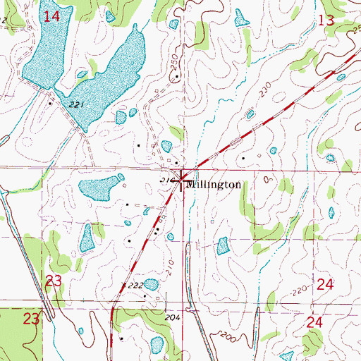 Topographic Map of Millington, MS