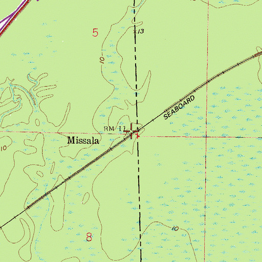 Topographic Map of Missala, MS