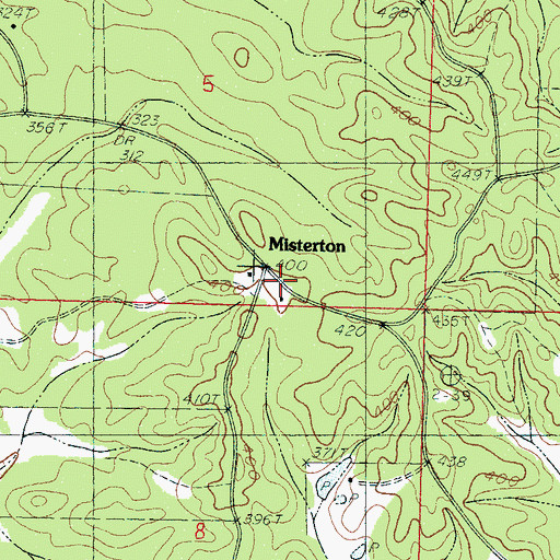 Topographic Map of Misterton, MS
