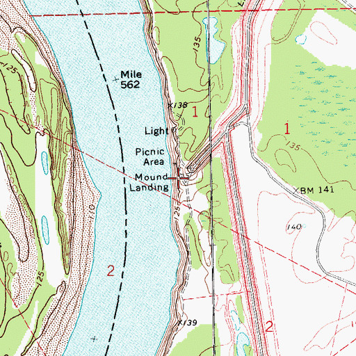 Topographic Map of Mound Landing, MS