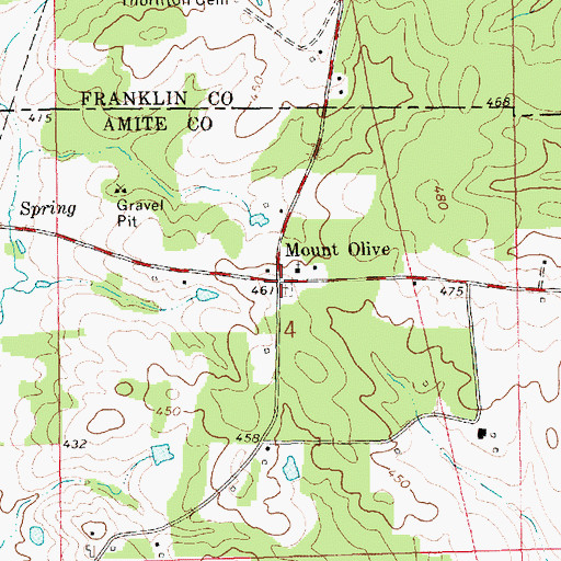 Topographic Map of Mount Olive, MS