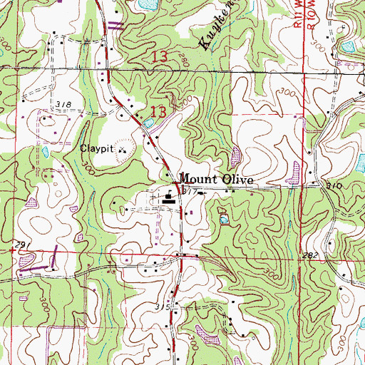 Topographic Map of Mount Olive, MS