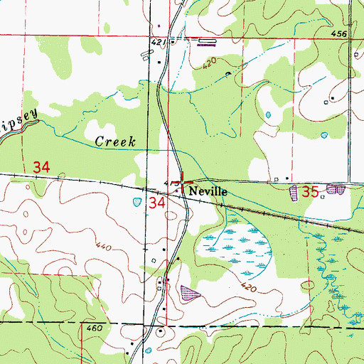 Topographic Map of Neville, MS