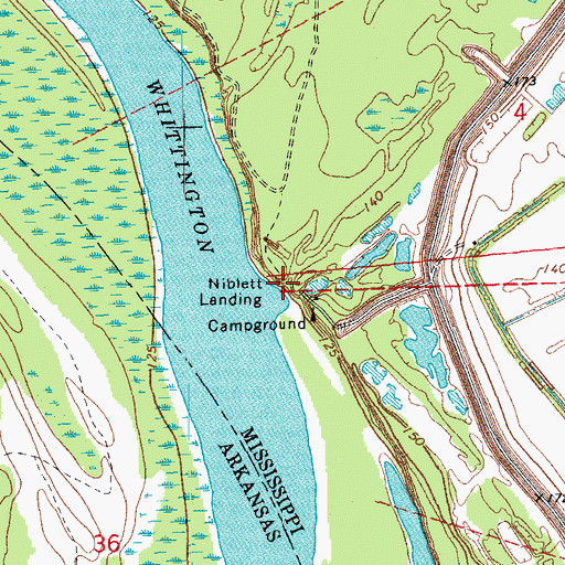 Topographic Map of Niblett Landing, MS