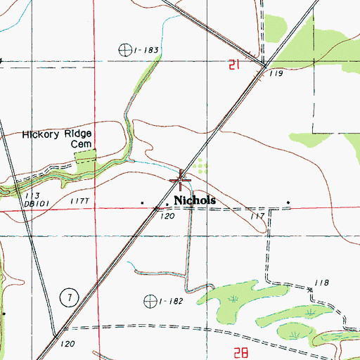 Topographic Map of Nichols, MS