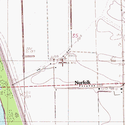Topographic Map of Norfolk, MS