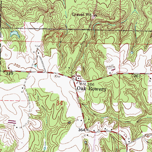 Topographic Map of Oak Bowery, MS