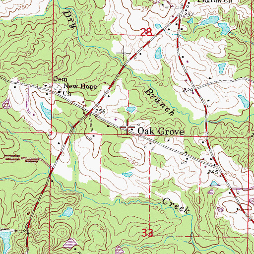 Topographic Map of Oak Grove, MS