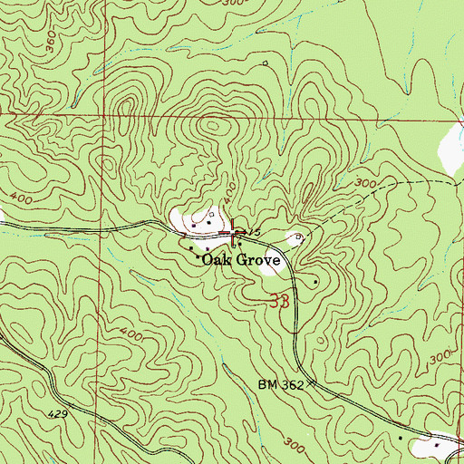 Topographic Map of Oak Grove, MS