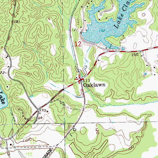 Topographic Map of Oaklawn, MS