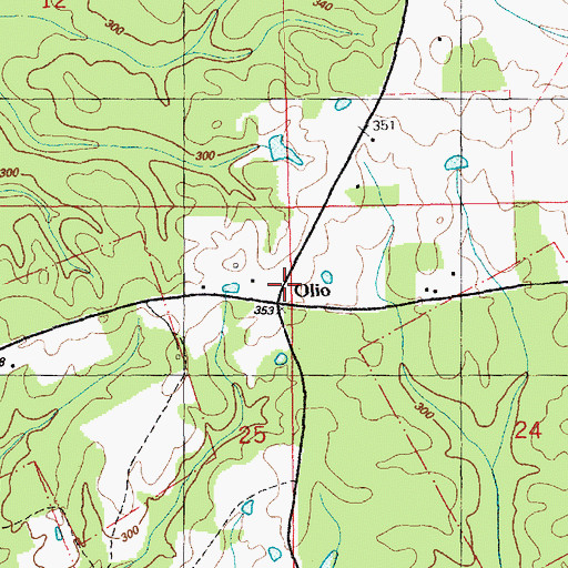 Topographic Map of Olio, MS