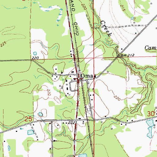 Topographic Map of Oma, MS
