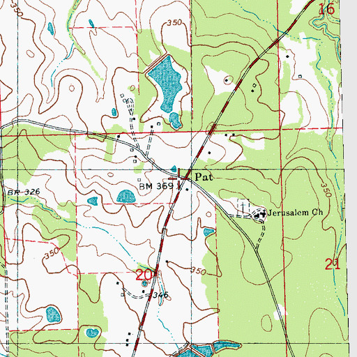 Topographic Map of Pat, MS