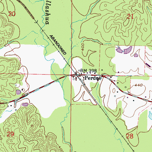 Topographic Map of Perdue, MS