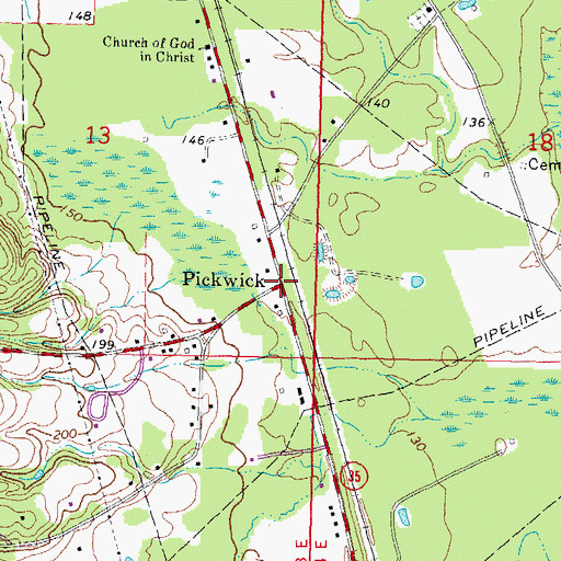 Topographic Map of Pickwick, MS
