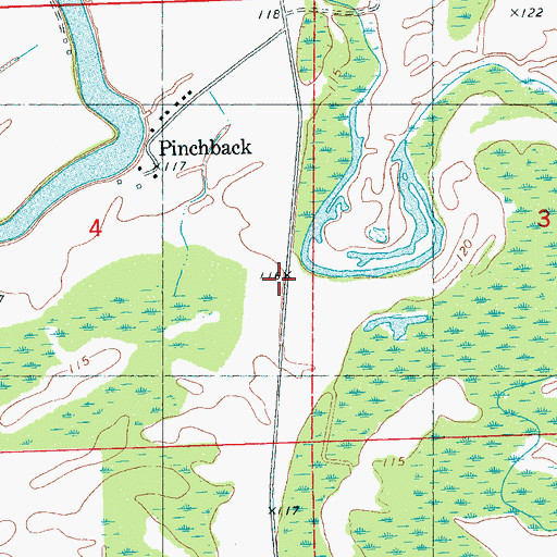 Topographic Map of Pinchback, MS