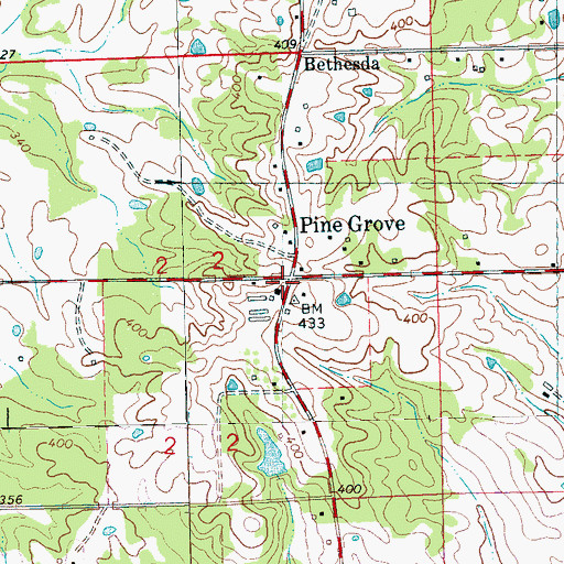 Topographic Map of Pine Grove, MS