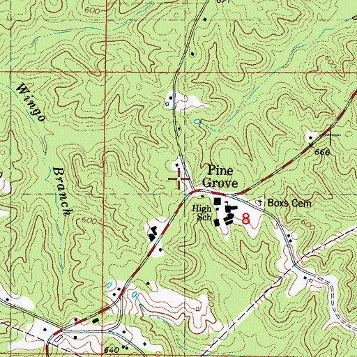 Topographic Map of Pine Grove, MS