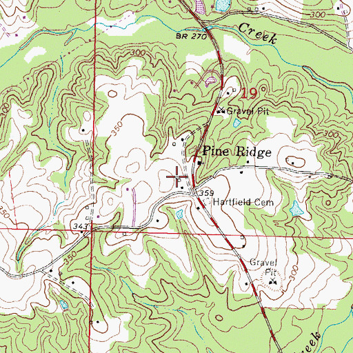 Topographic Map of Pine Ridge, MS