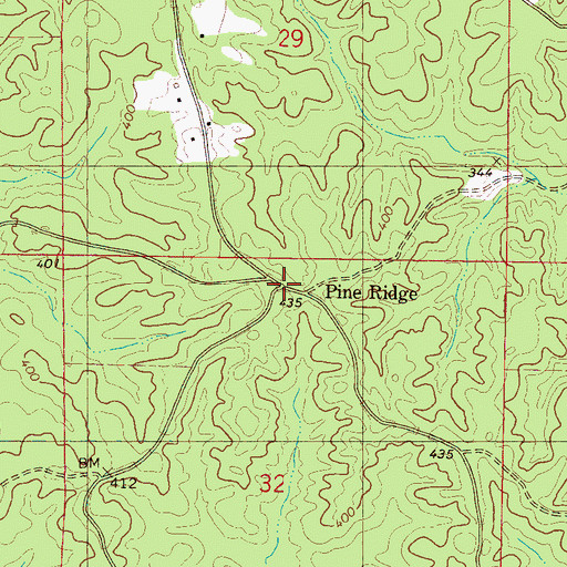 Topographic Map of Pine Ridge, MS