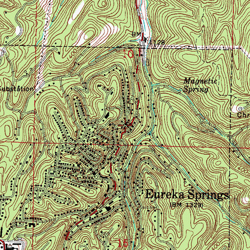 Topographic Map of First Presbyterian Church, AR