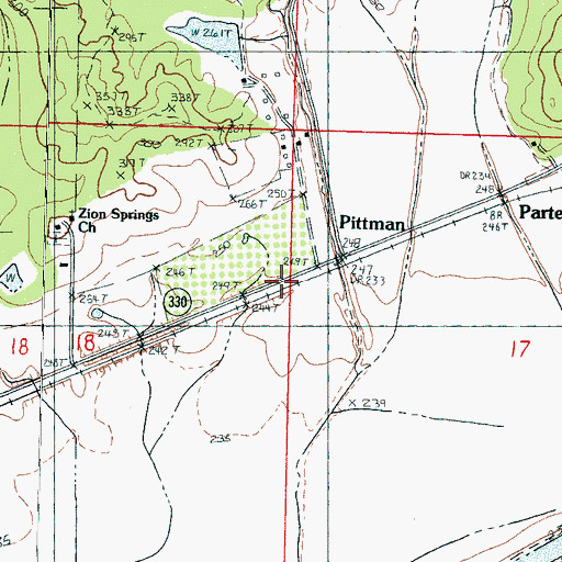 Topographic Map of Pittman, MS