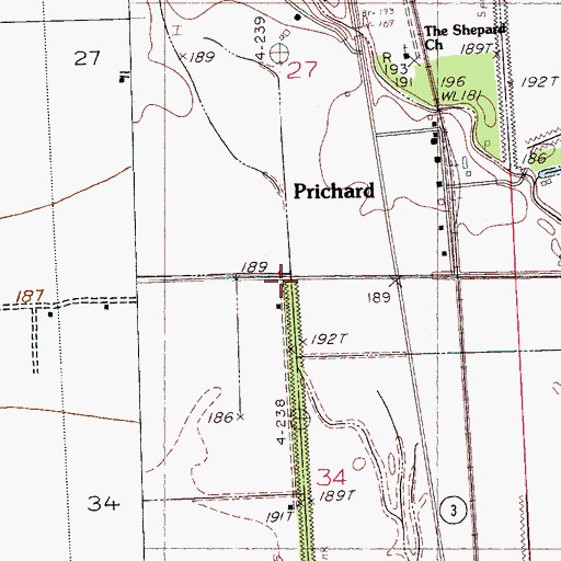 Topographic Map of Prichard, MS