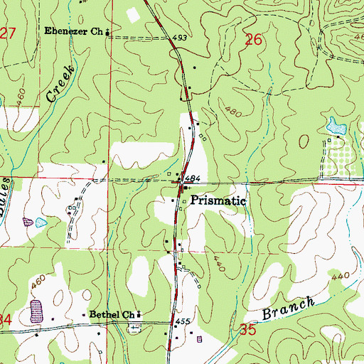 Topographic Map of Prismatic, MS