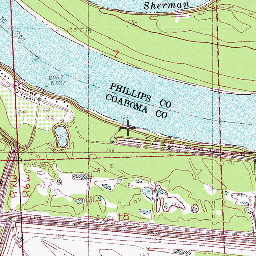 Topographic Map of Pushmataha Landing, MS