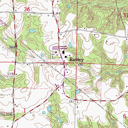 Topographic Map of Rainey, MS