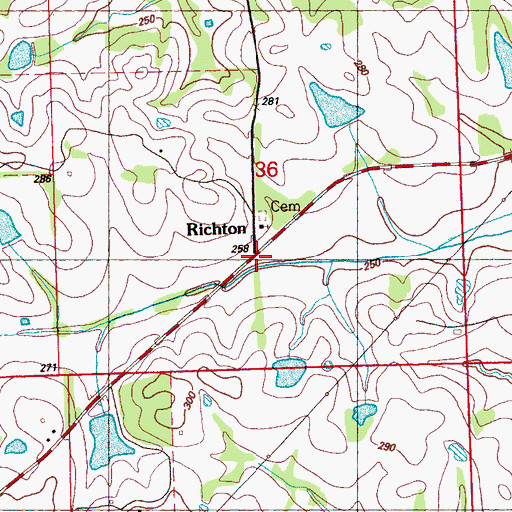 Topographic Map of Richton, MS