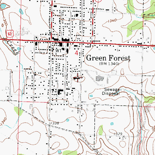 Topographic Map of Green Forest Elementary School, AR