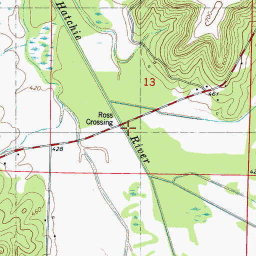 Topographic Map of Ross Crossing, MS