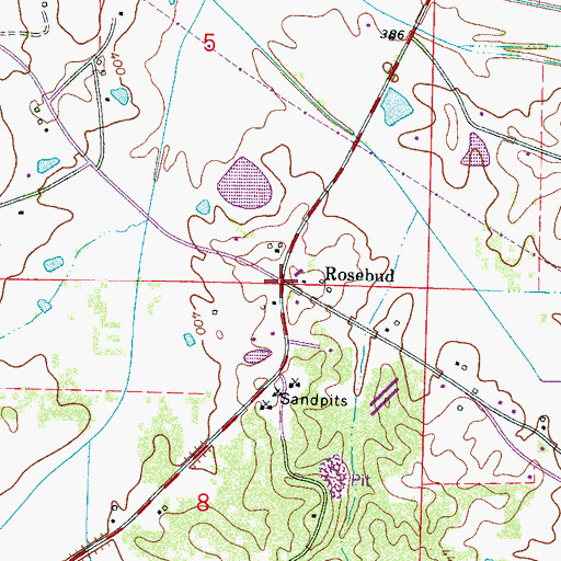 Topographic Map of Rosebud, MS