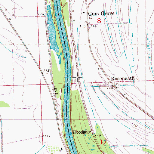 Topographic Map of Roseneath, MS