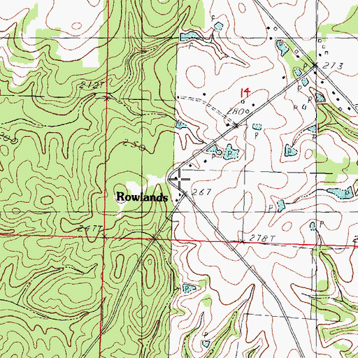 Topographic Map of Rowlands, MS