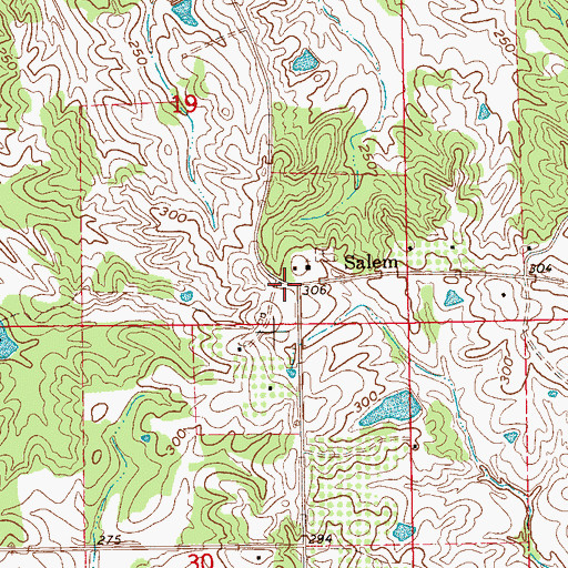 Topographic Map of Salem, MS