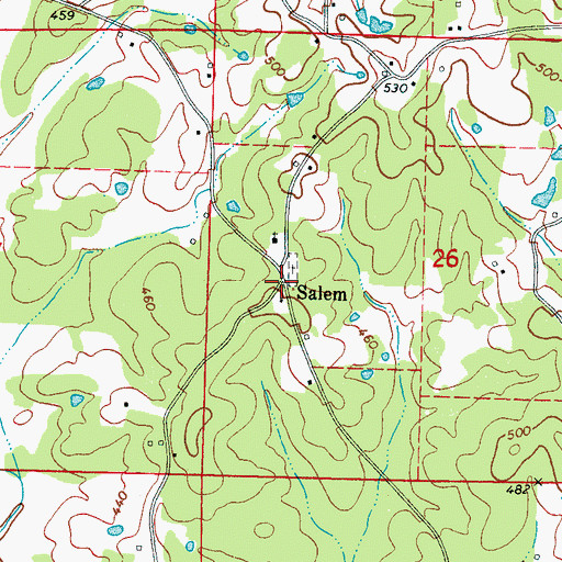 Topographic Map of Salem, MS