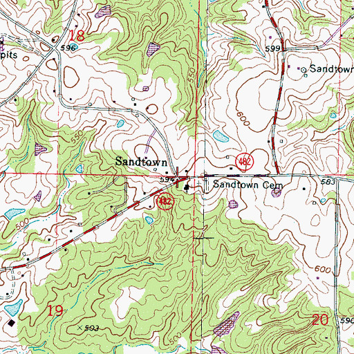 Topographic Map of Sandtown, MS