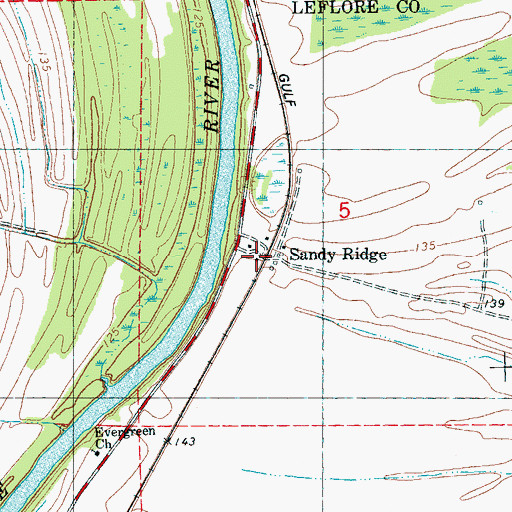 Topographic Map of Sandy Ridge, MS