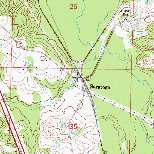 Topographic Map of Saratoga, MS