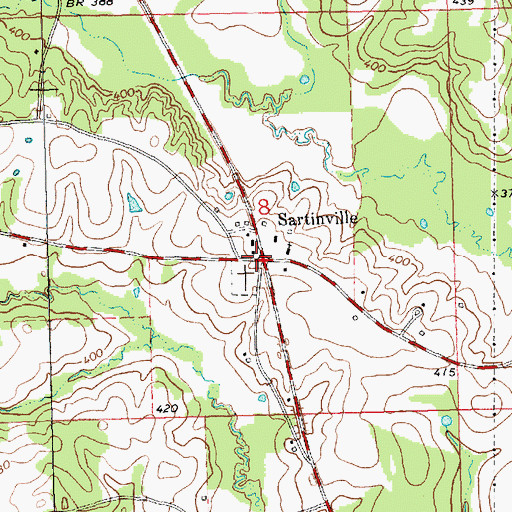 Topographic Map of Sartinville, MS