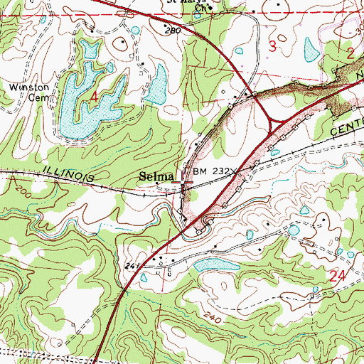 Topographic Map of Selma, MS